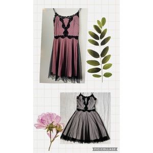 FINAL PRICE⭐️Betsey Johnson pink & black lace overlay party dress!
